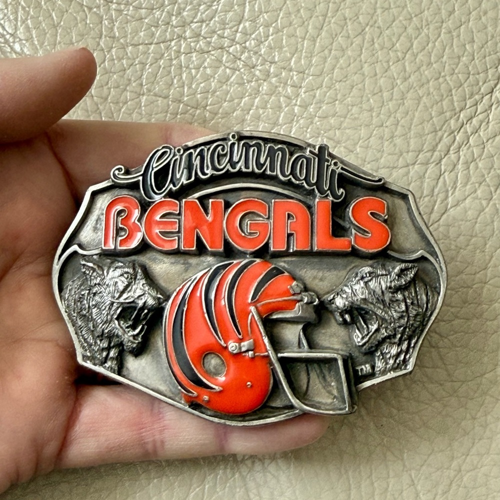 Vintage 1987 NFL Cincy Bengals Football Pewter Belt Buckle Siskiyou Ltd Ed. #655